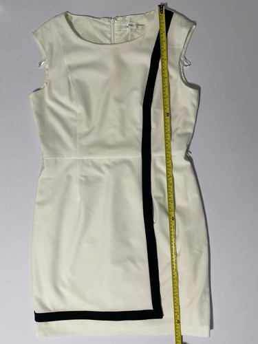 Calvin Klein Elfenbein Schwarz Streifen Ärmellos Rundhals Etuikleid Knie 14 - Bild 10 von 10