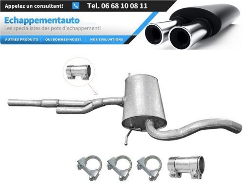 Silencieux central échappement Audi A4 B5 2.4 2.8 V6 de 1996 à 2001