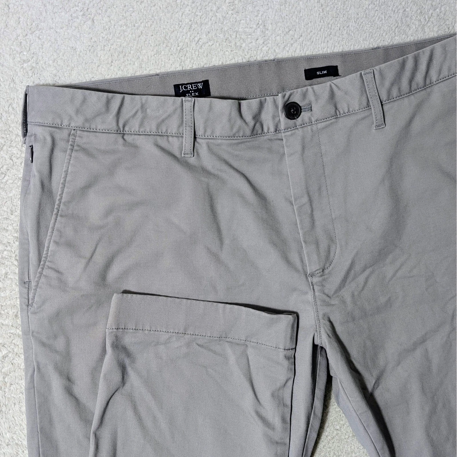 NEW! J.Crew Pants Mens 38/32 Grey Flex Slim Stretch Chino BZ109 Zip pocket