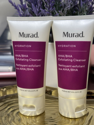 2 Murad AHA/BHA Exfoliating Cleanser 60 ml /2 fl oz Travel Size NEW