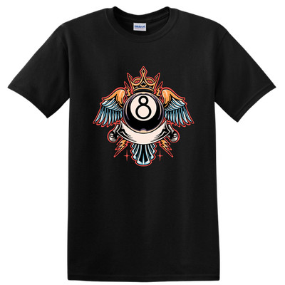 8 Ball Vintage Crown Wings Graphic T Shirt Cool Retro Design for Gamers Tee