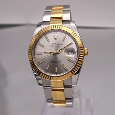 Rolex Datejust 41 Steel 18K Yellow Gold Silver Dial Men Watch 126333