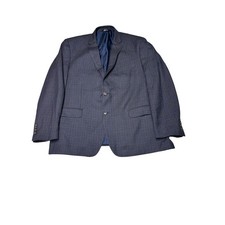 Jos. A. Bank Executive Blazer Mens 48R Blue Brown Micro Check Wool Blend Sport