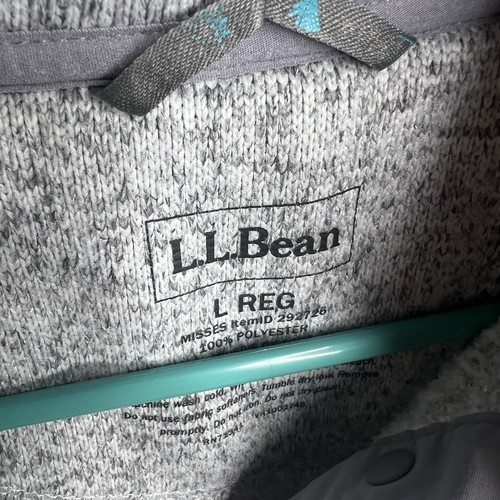 LL Bean Womens L Gray Heather Knit Pullover Snap Buttons Large - Picture 3 of 8