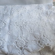 Handmade White Cotton Crochet Floral Bedspread Throw 50 x 60 Vintage
