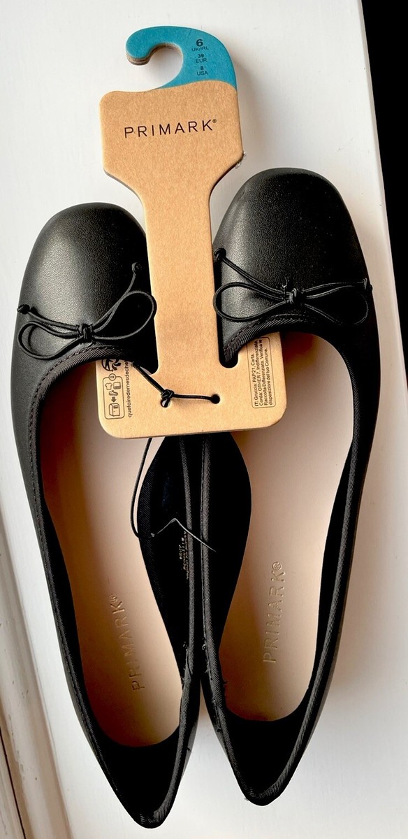 Ballet Flat Jelly Shoes Primark Wide Fit Black Leather-Look