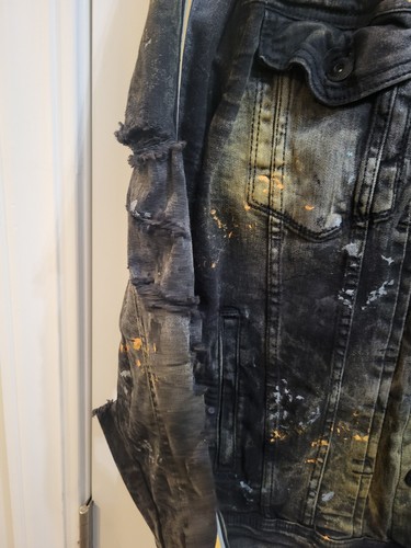 Jordan Craig Legacy Edition Black Denim Jacket Large - Paint Splatter Style - Picture 9 of 14