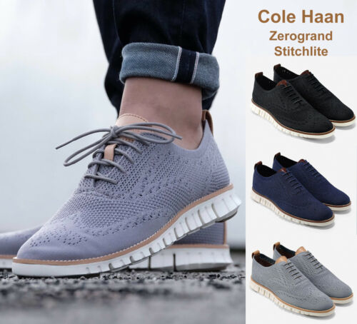 Men Cole Haan Zerogrand Stitchlite Wingtip Oxford Shoes Knit Upper NEW - Afbeelding 1 van 18