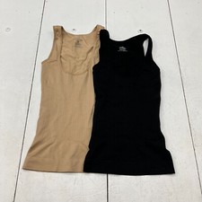 Gloria Vanderbilt Black & Beige 2 Pack Shaping Tank Tops Women's Size Medium