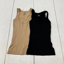 Gloria Vanderbilt Black & Beige 2 Pack Shaping Tank Tops Women's Size Medium