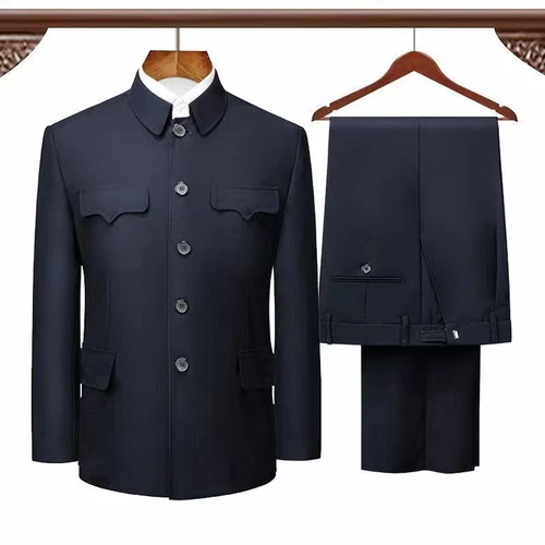 Tunica uomo cinese tuta cappotto pantaloni tradizionali Mao Zhongshan blazer giacche - Foto 13 di 14