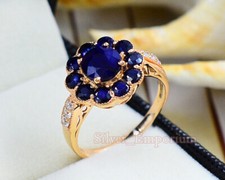 Natural Sapphire Gemstone 925 Sterling Silver September Birthstone Wedding Ring