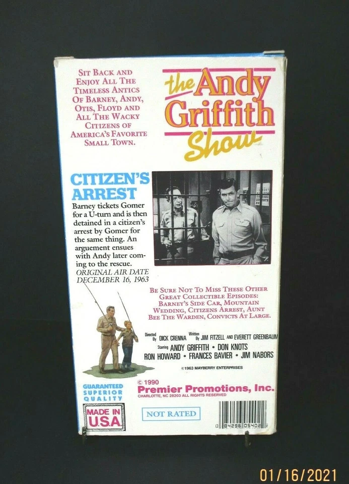 The Andy Griffith Show; Citizen's Arrest (VHS 1990) Don Knotts, Jim Nabors - Image 2 of 3
