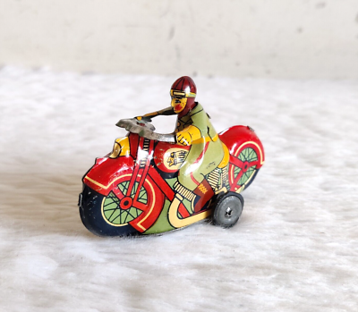 1930 Vintage Vibrant Racing Bike Indian Head Motorcycle Tin