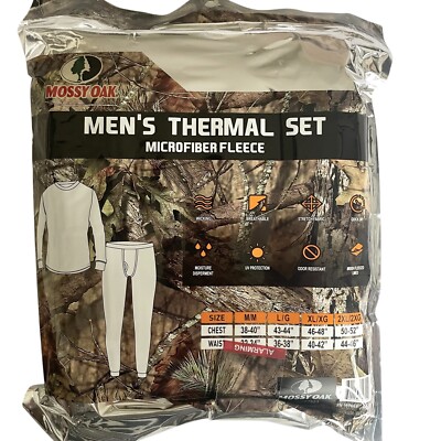 MOSSY OAK Men's XL THERMAL 2-PC SET Microfiber Fleece Top & Bottom