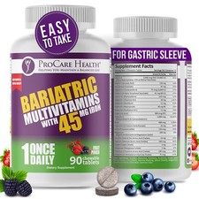 Procare Bariatric Multivitamin Chewable 90 Tablets Iron 45mg Fruit Punch
