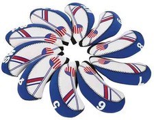 10pcs USA Flag Neoprene Golf Club Head Cover Wedge Iron Protective Headcover