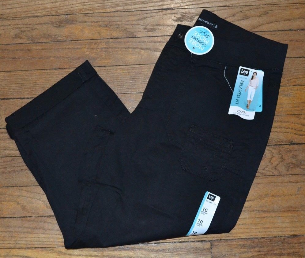 Lee Relaxed Fit Skimmer Pant Capris Cropped Pants Capri Black eBay