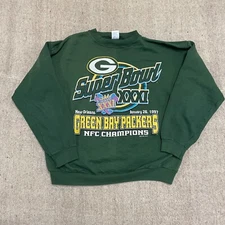 vintage green bay packers sweatshirt mens large green 90s NFC Champion