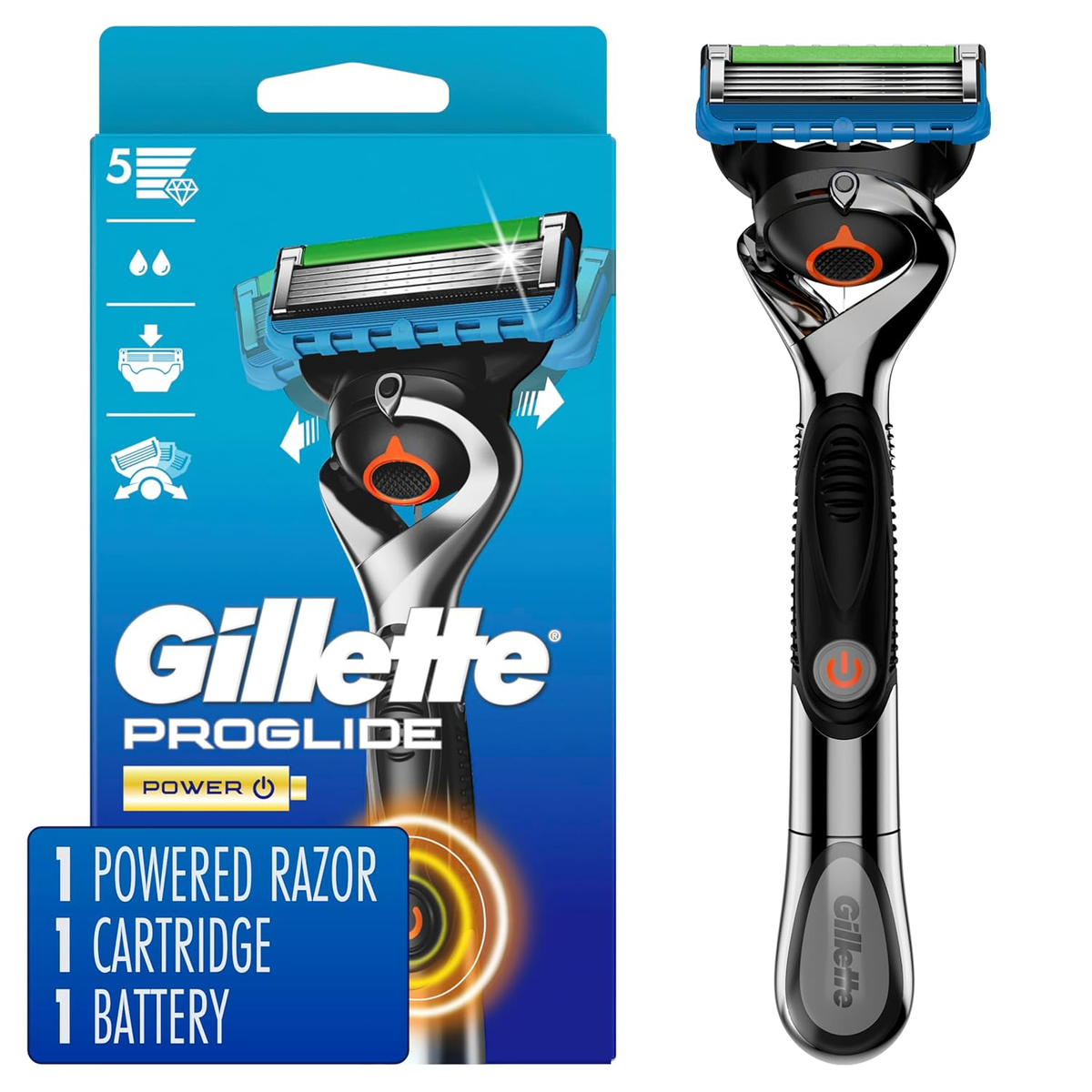 Gillette Proglide Power Razor for Men, 1 Gillette Power Razor