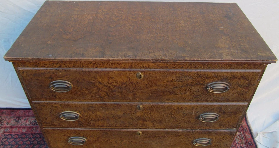 CAJA/COFRE MANTA ANTIGUA PINTADA GRANO ESPONJA NUEVA INGLATERRA HEPPLEWHITE SIGLO XVIII Foto 4 de 4