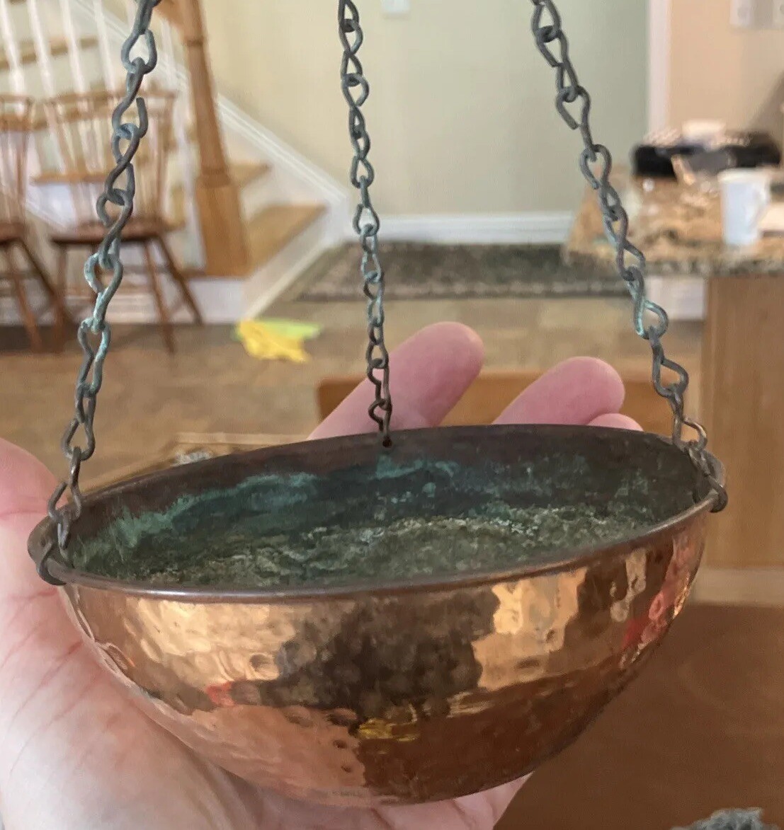 copper bowl planter vintage Patina Rare Estate Bulb Forcing Bowl