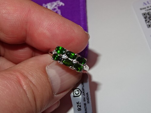 #9 Sterling Silver 1.62ct Chrome Diopside & White Topaz Ring & COA Size O - Picture 4 of 7