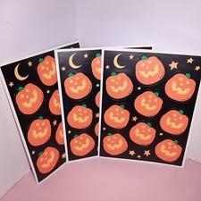 Vtg Hallmark Stickers 3 Sheets 80's Halloween Pumpkins JOL Jack O Lanterns