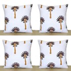 Palm Tree 4 Pcs Set Indien Brown Hand Block 16" Cotton Pillow Case Cushion Cover