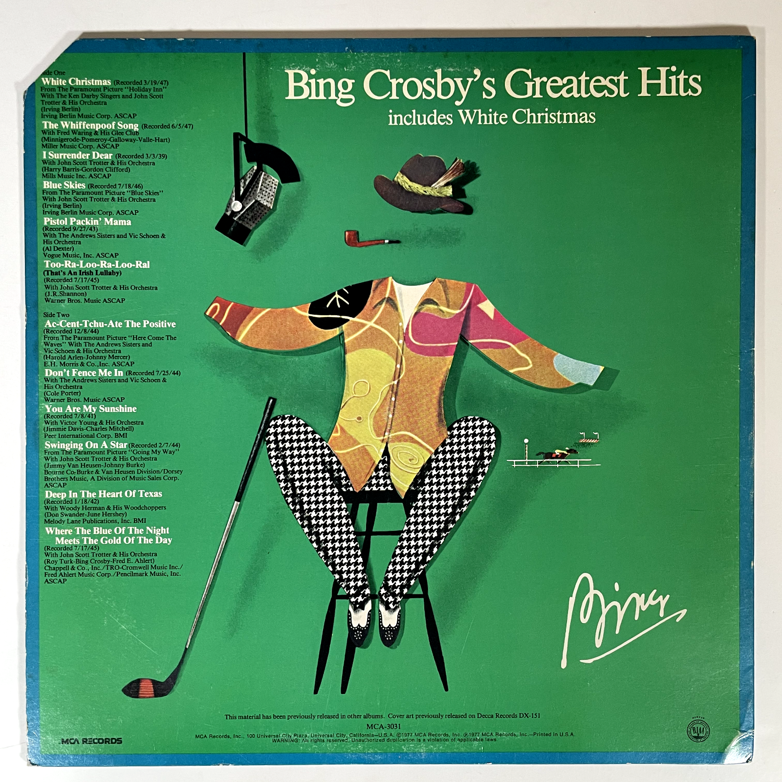 BING CROSBY Greatest Hits Includes White Christmas Vinyl LP 1977 EX | eBay