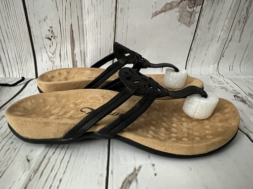 Athlefit Flip Flop T-Strap Sandals Orthotic Arch Support Black Women's 7.5 NEW! - Picture 8 of 13