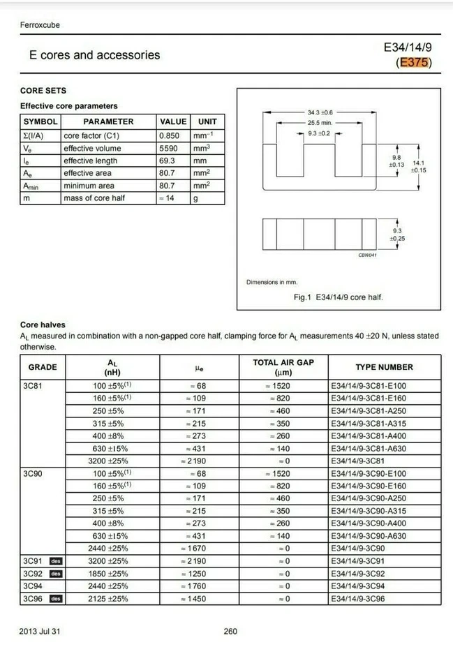90 pcs E34/14/9 E375 -3C8 Ferroxcube, Ferrite E core 90 pc lot made in USA - Image 4 of 4
