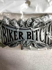 Glossy, Patriotic, Bikers, Biker Bitch motorcycle metal belt Buckle, New 