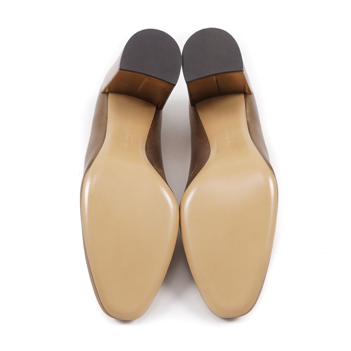 Salvatore Ferragamo 'Arezzo 85' Gold Leather Pump Heels 9.5 B NIB