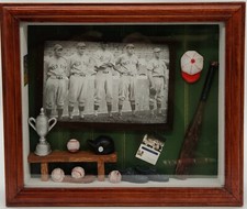 Baseball Photo Shadow Box, Wood Frame w Glass. 9 1/4