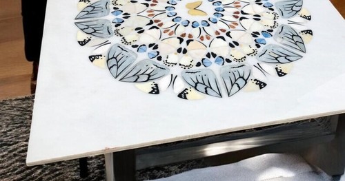 Handmade White Marble Rectangle Table | Mid Century Modern Design | Luxury Decor - Picture 5 of 11