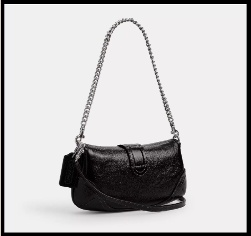 COACH CAN43 Soho Bag 25 In Signature Jacquard Black Silver Outlet