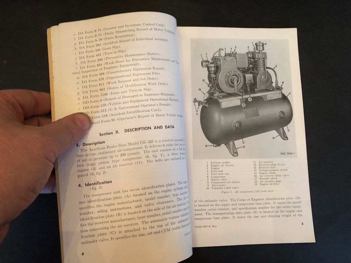 1957 TM 5-5344 Compressor, Air Stationery Receiver Mounted GasolineModel GE-321 | eBay 1957-tm-5-5344-compressor-air-stationery-receiver-mounted-gasolinemodel-ge-321-ebay