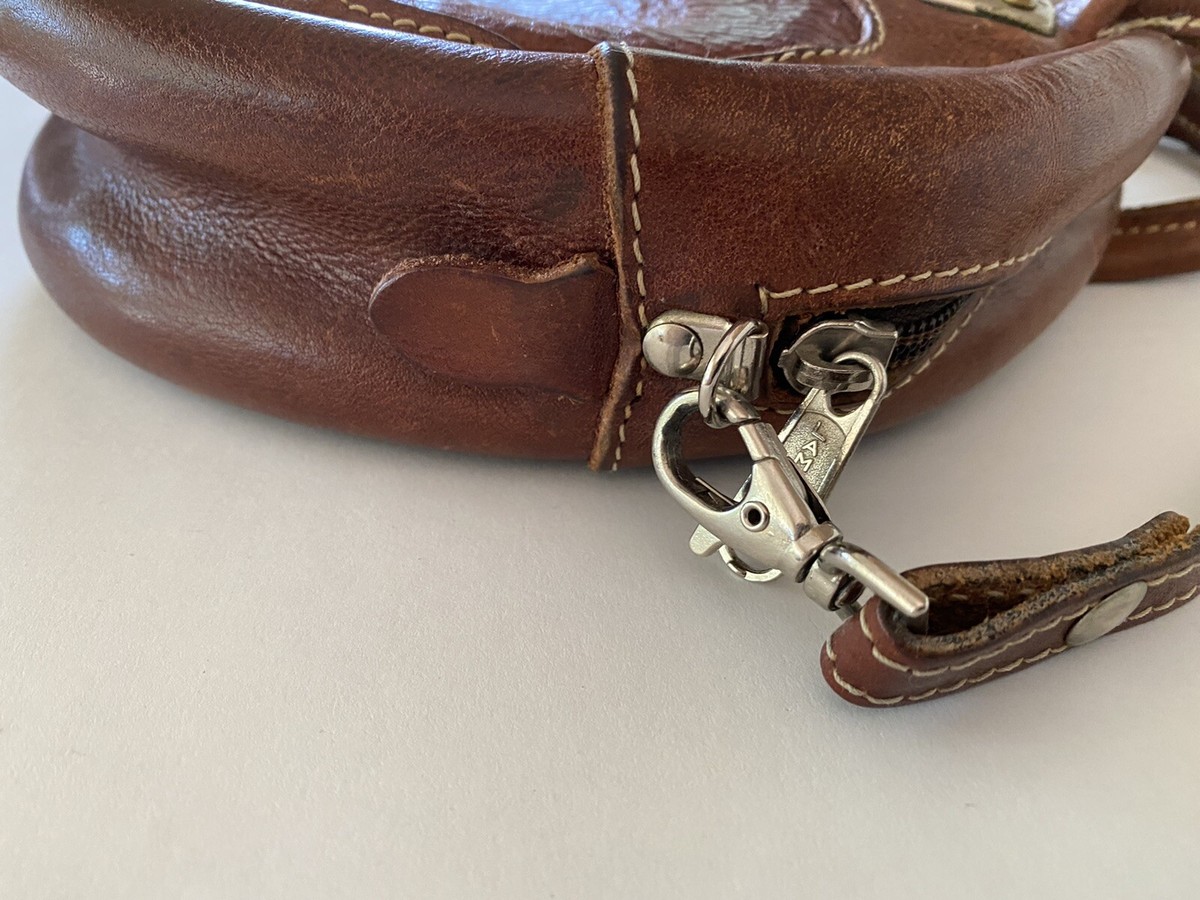 Vintage Gil Holsters Brown Fat Leather Round Shoulder Hand Bag 