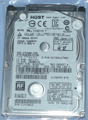 Hitachi HGST 320GB SATA 7200RPM 2.5'' Hard Drive HDD HTS725032A7E630 NEW
