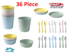 IKEA KALAS Children Baby Kids Plastic 36 Piece Party Cutlery Cups Plates Bowls
