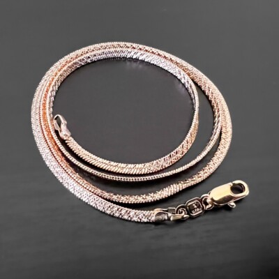 17.5'' 3mm | Xuping Thin Flat Textured Chain | Rose Gold Plate Men Women Necklace