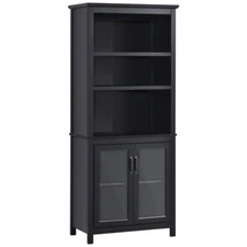 Shelf Book Storage Cabinet 3-tier Shelf and Enclosed Cabinet