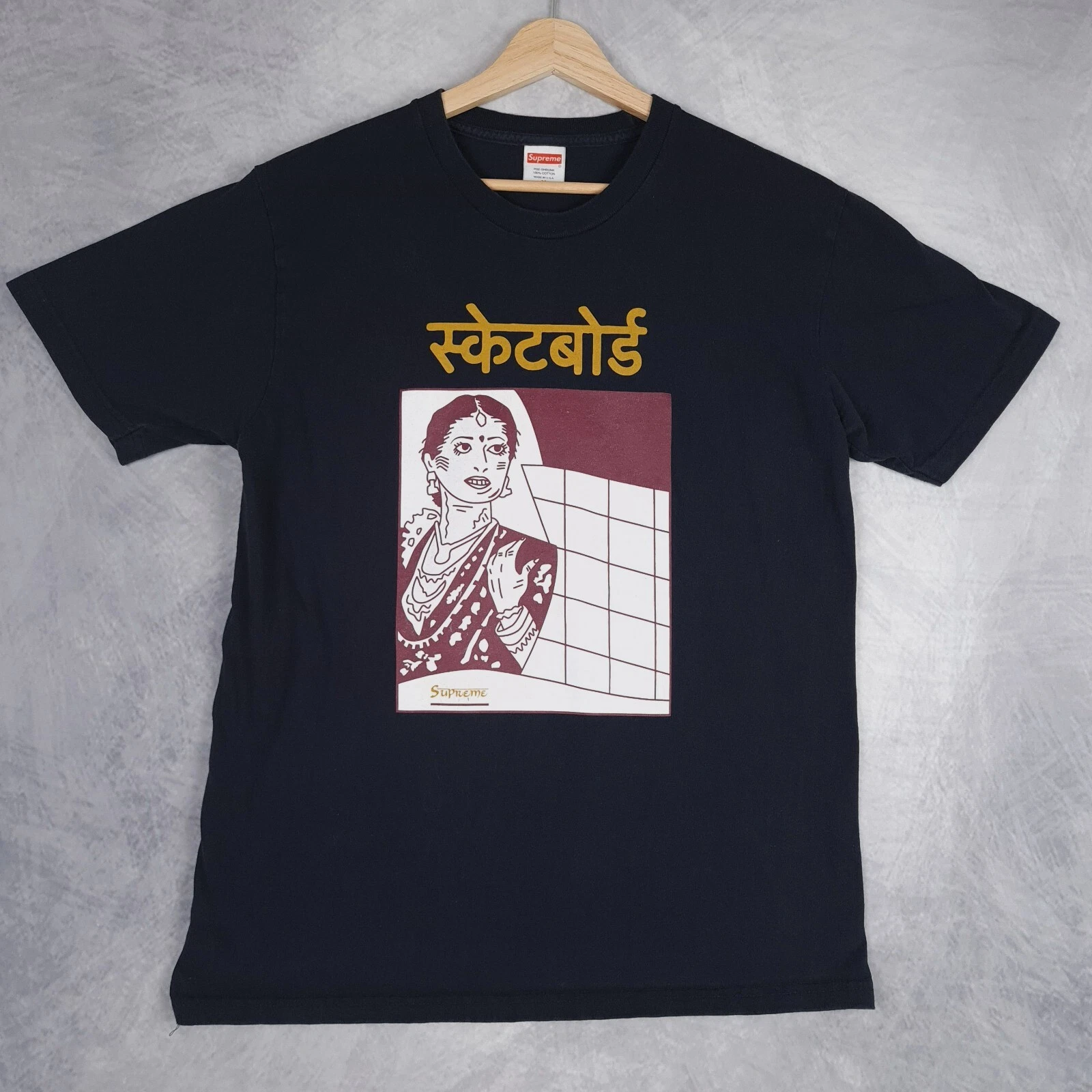 Supreme Shirt Homme Medium Noir Bombay Skateboard Tee Manches Courtes USA