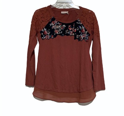 Women's LOGO by Lori Goldstein Lavish Embellished Lace Inlay Tunic XXS