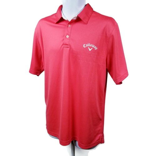 Callaway Pink Short Sleeve Logo Golf Polo Shirt Mens L - Picture 2 of 6