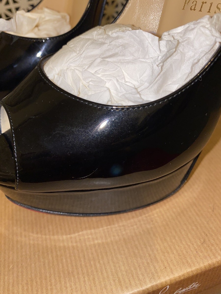 Christian Louboutin Black Lady Peeps 150mm Patent Leather Christian Louboutin Black Lady Peeps 150mm Patent Leather
