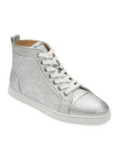 AUTH NEW WOMEN CHRISTIAN LOUBOUTIN BIP ORLATO SILVER HIGH TOP SNEAKERS US 8.5