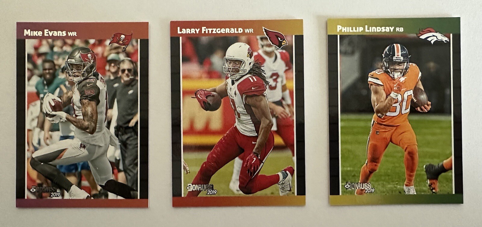 2019 Panini Donruss Retro 1989 Lot Mike Evans/Larry Fitzgerald/Phillip Lindsay