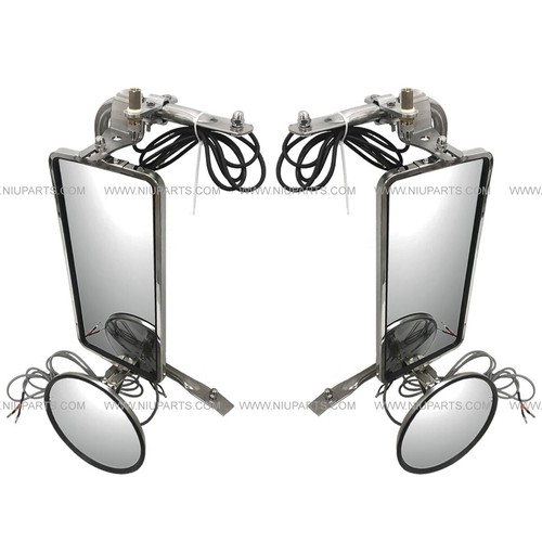 Main Door Mirror w/ 8" Convex Mirror & Extension Bracket Arm - LH RH Fit Truck - Picture 5 of 7